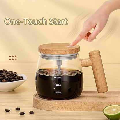 Self Stirring Mug, Speed Mixing Cup, Self Stirring Coffee Mug, Glass Automatic Stirring Cup For Coffee/Milk/Protein Powder At Home/Office/Travel., 400 ML