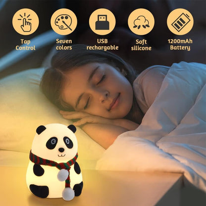 Panda Night Lamp, Panda Touch Silicone Lamp, 7 Colour Changing Light For Kids Bedroom, Usb Rechargeable, Birthday Gift For Girls And Boys (Close Eye), Multicolor, led