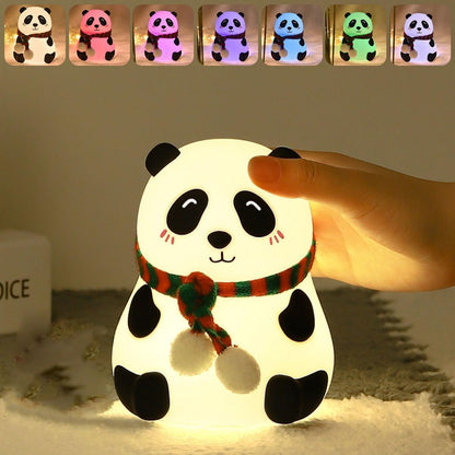 Panda Night Lamp, Panda Touch Silicone Lamp, 7 Colour Changing Light For Kids Bedroom, Usb Rechargeable, Birthday Gift For Girls And Boys (Close Eye), Multicolor, led