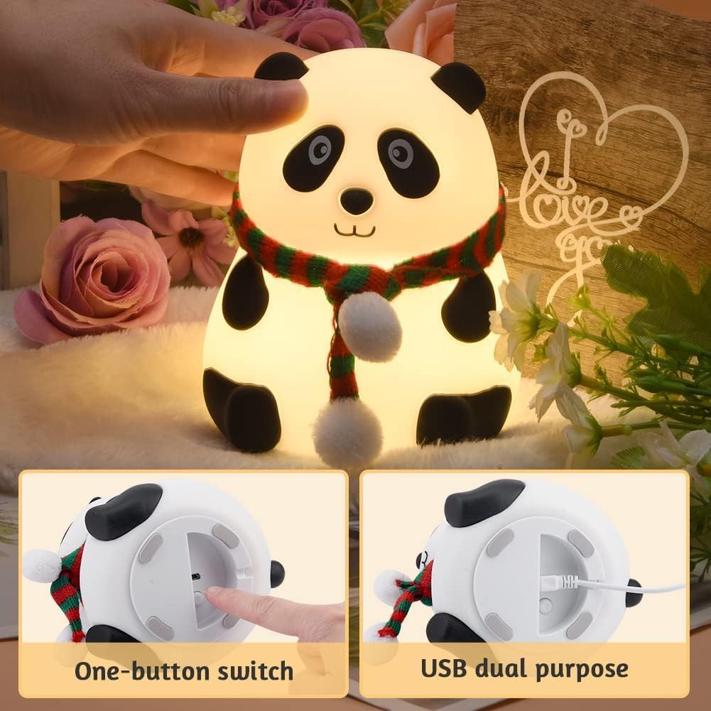 Panda Night Lamp, Panda Touch Silicone Lamp, 7 Colour Changing Light For Kids Bedroom, Usb Rechargeable, Birthday Gift For Girls And Boys (Close Eye), Multicolor, led