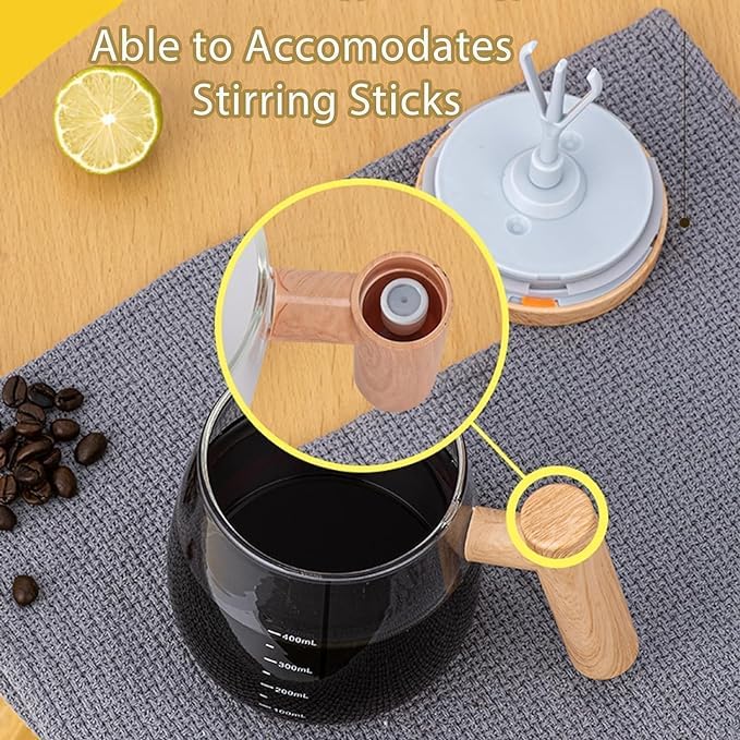 Self Stirring Mug, Speed Mixing Cup, Self Stirring Coffee Mug, Glass Automatic Stirring Cup For Coffee/Milk/Protein Powder At Home/Office/Travel., 400 ML